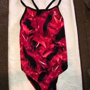 Red and black TYR one-piece